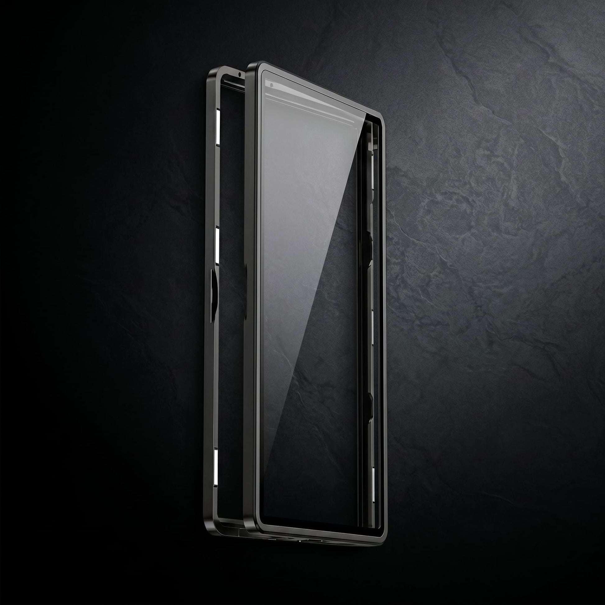 Boîtier de protection OBEX Vault en aluminium noir d'obsidienne et verre trempé haute clarté pour carte de collection gradée PSA ou BGS.