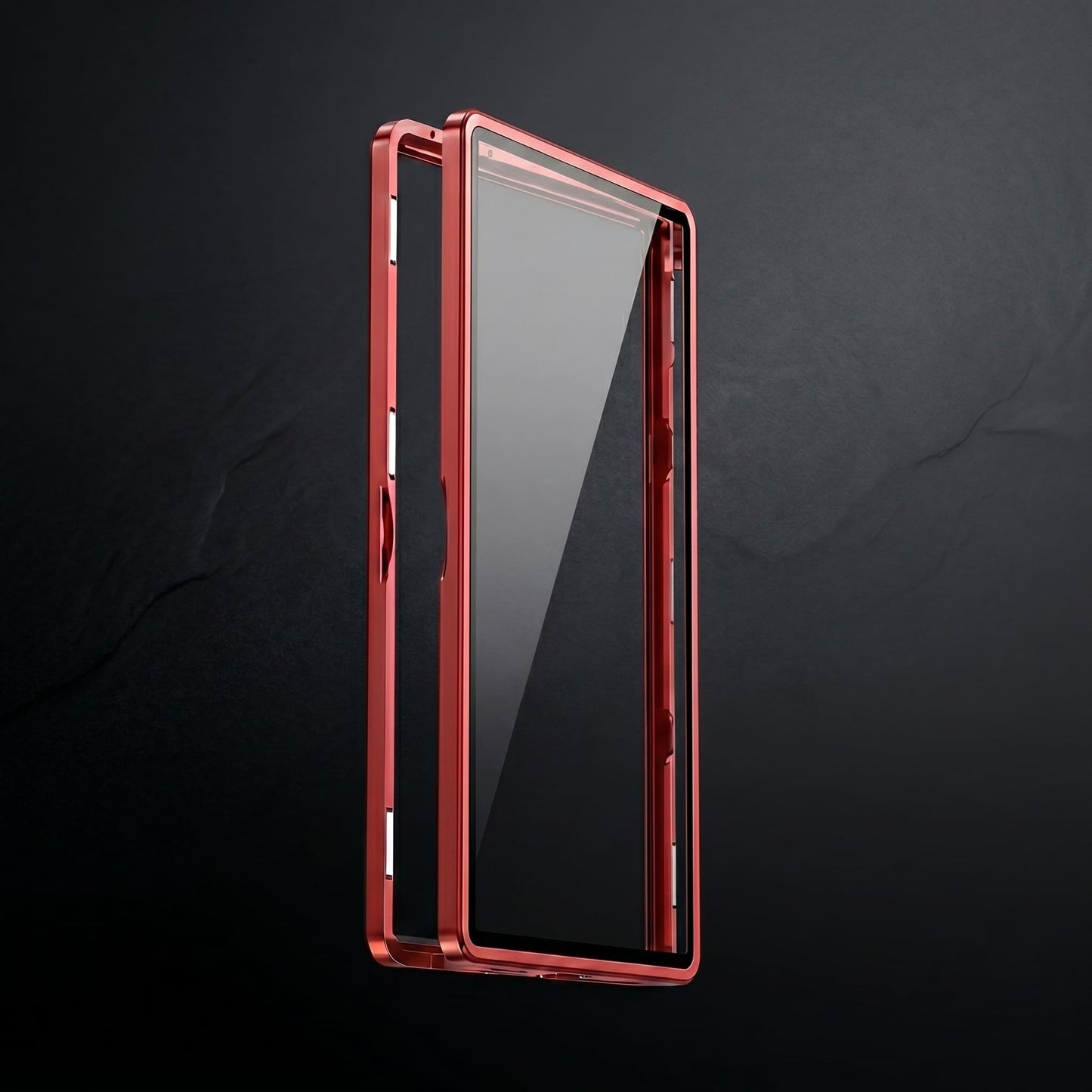 Boîtier de protection pour carte rare, structure renforcée en aluminium brossé et bouclier de verre optique.