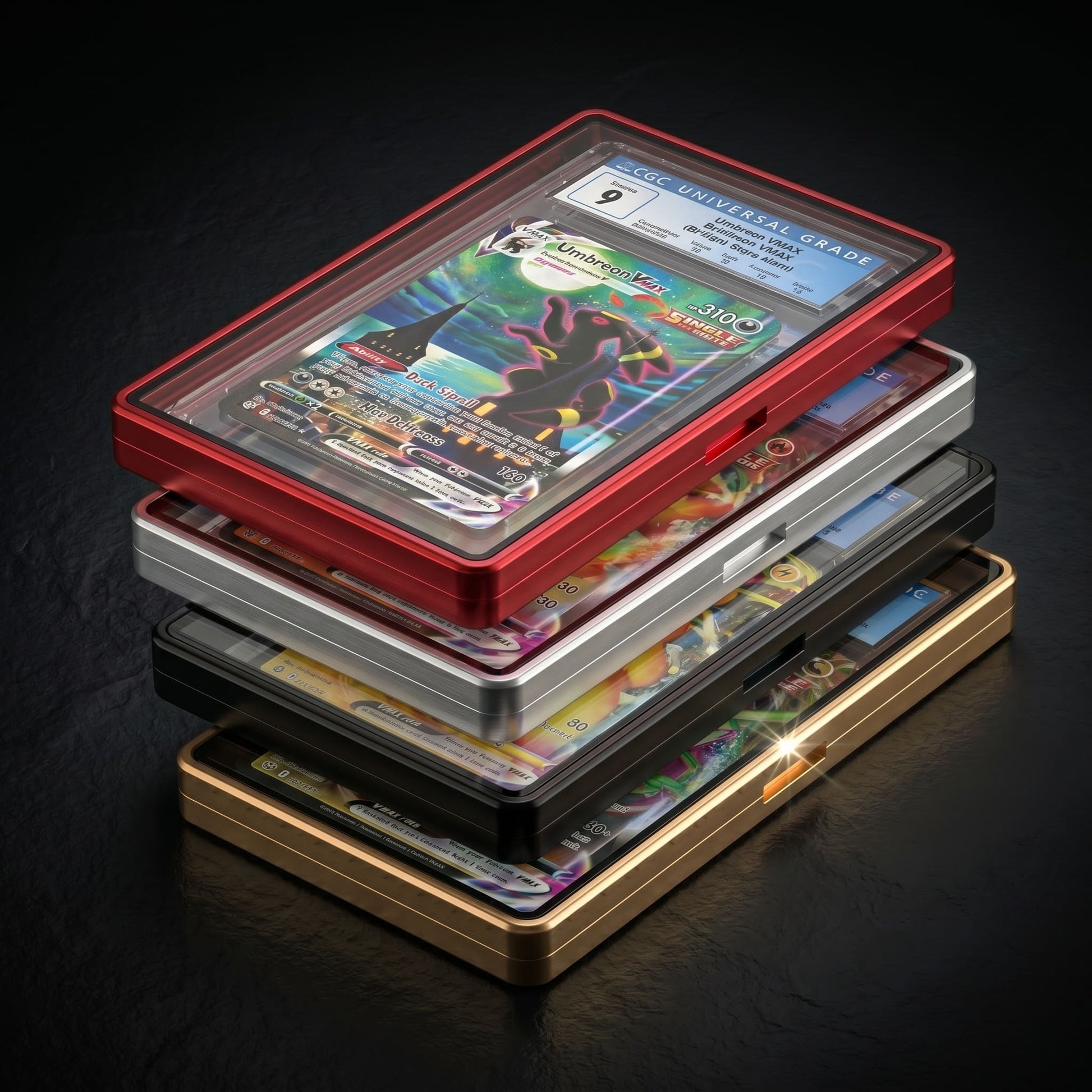 Comparatif des finitions et reflets de l'aluminium massif utilisé pour la fabrication des boîtiers de luxe OBEX Vault.